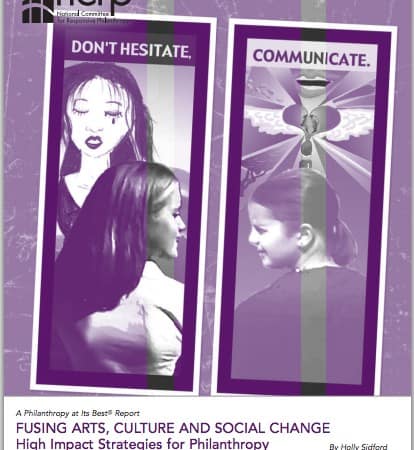 A cover of a report titled "Fusing Arts, Culture, and Social Change".