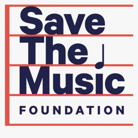 A simple logo featuring the words "Save The Music Foundation".
