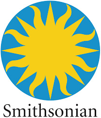 Smithsonian sun logo on a blue circle background