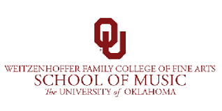 oklahoma univeristy school of music, which has a white background with red lettering