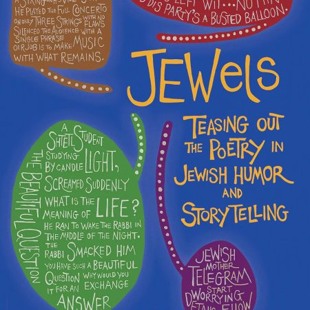 front cover of JEWels book by zeitlin, which is blue with word clouds in different colors