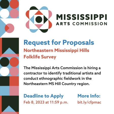 screenshot of an instagram post from the mississippi arts commission with job details