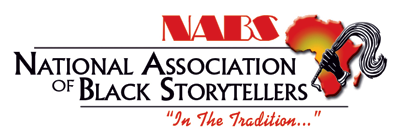 organization name written in black lettering with acronym "NABS" in all-caps in red and a graphic if the continent of Africa with a black hand holding a waving object