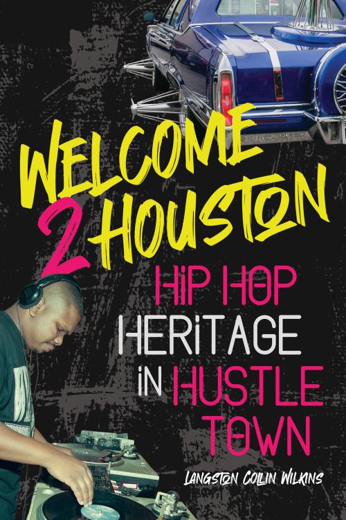 front cover design for Welcome 2 Huston, which features  blue car and a DJ spinning 