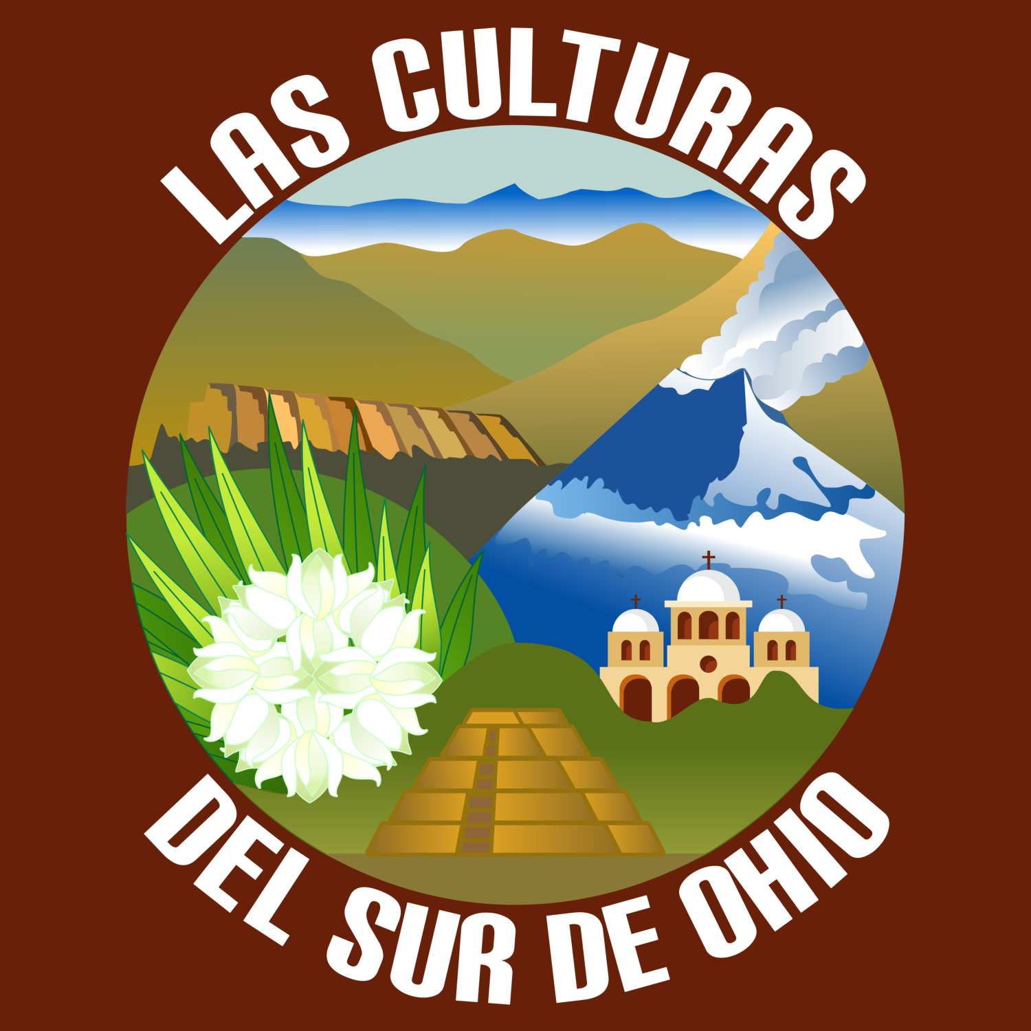podcast logo, which features latin american and appalachian imagery