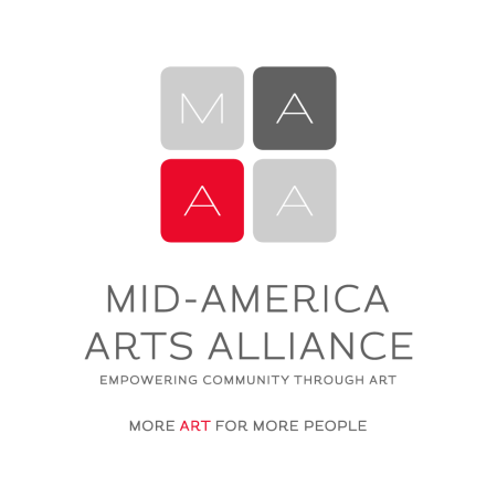 mid-america arts allince logo, which has the letters "MAAA" in different colored boxes (red, grey, and dark grey)